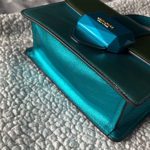 Kate Spade Bijou Metallic Blue & Green Mini Top Handle bag W/ Crossbody Strap - Picture 8 of 17